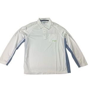 True Flies Long Sleeve Performance Tech Polo Size XL White Fishing